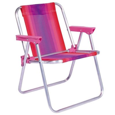 Cadeira De Praia Alta Infantil Cores Dobrável Alumínio Mor Cor:rosa Rosa