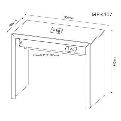 Mesa Para Escritório Home Office Me4107 Mdp Amendoa