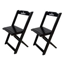 Kit 2 Cadeiras Dobráveis Madeira Personalizada Hei Preta - Cor: Preto