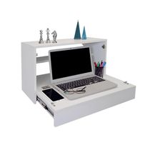 Escrivaninha Suspensa Bancada Compacta Com Gaveta Mesa Para Notebook Branco Laca