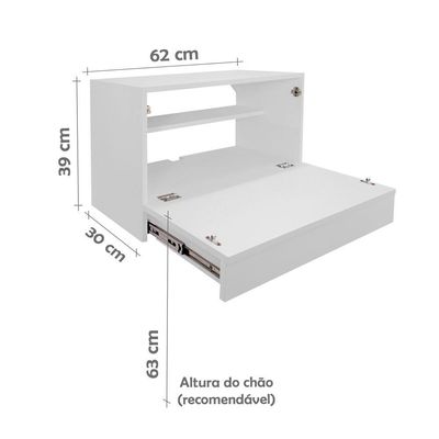 Escrivaninha Suspensa Bancada Compacta Com Gaveta Mesa Para Notebook Branco Laca