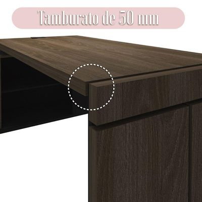 Mesa Para Escritório Em L Com Tomada 2 Gavetas Charuto Preto