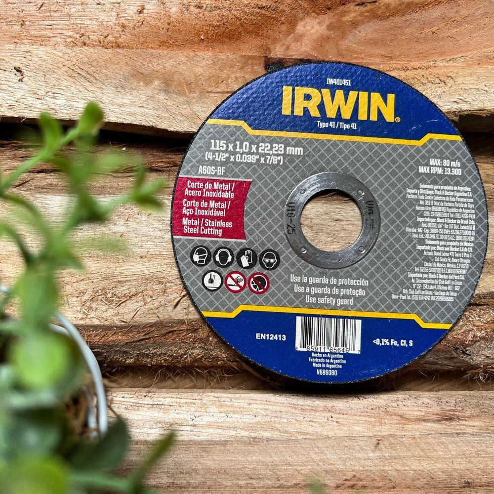Disco Corte Fino Metal/inox 4.1/2x1,0mmx7/8" - Irwin