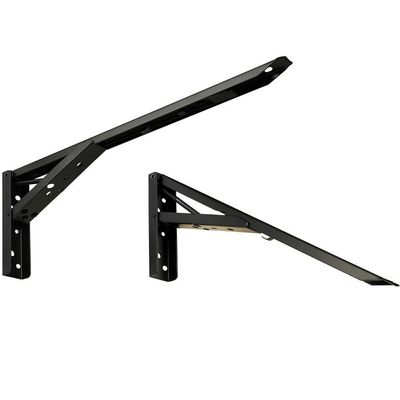Kit 01 Par Suporte Para Mesa Dobrável Retrátil 30cm H02 Mão Francesa Preto