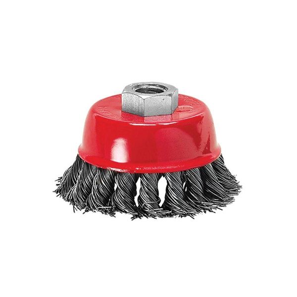 Escova Aço Copo Torcido Ac 3" 75mm Rosca M-14 - Mtx