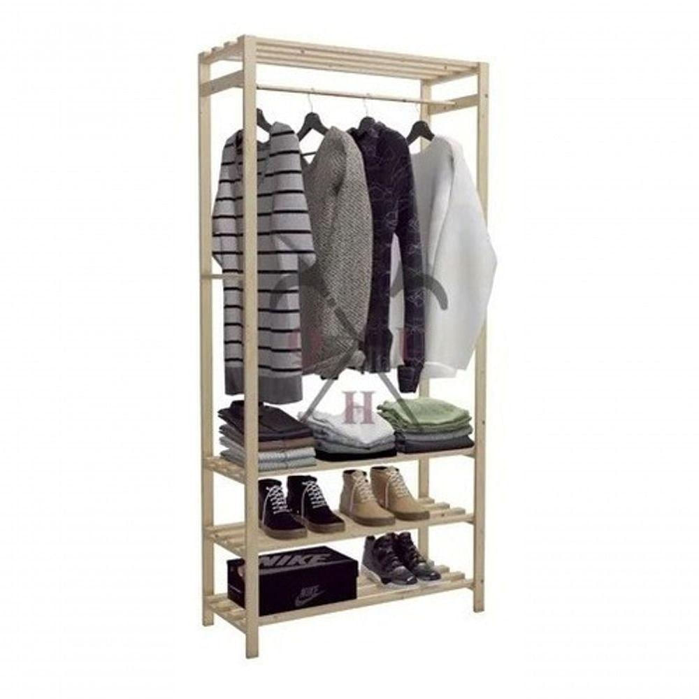 Arara De Roupas Madeira Pinus Design Rustico