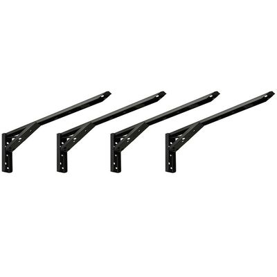 Kit 02 Pares Suporte Para Mesa Dobrável Retrátil 30cm H02 Mão Francesa Preto