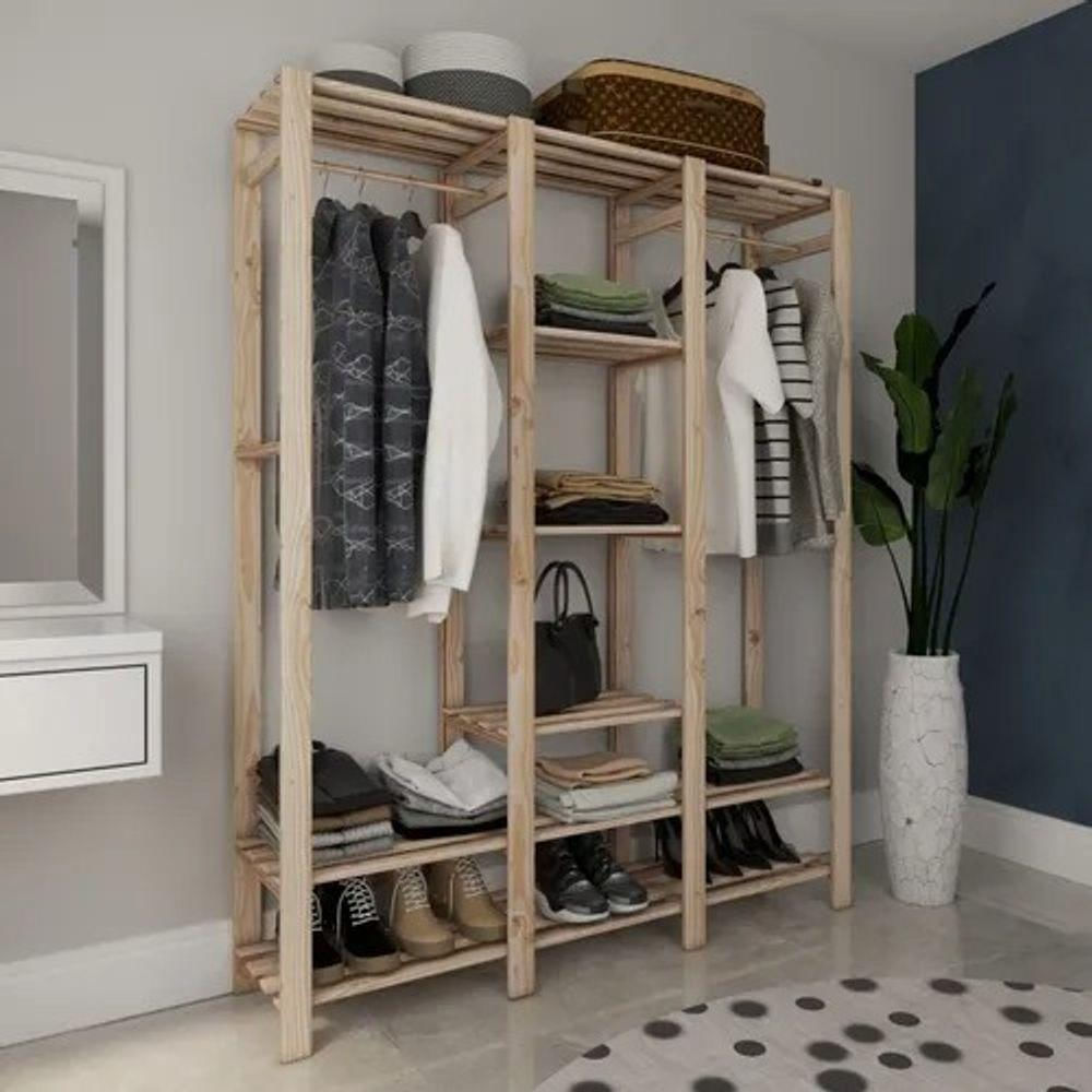 Prateleira Dupla Arara 170x140cm Organizador Expositora Pinus