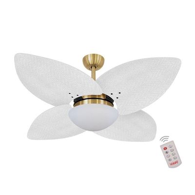 Ventilador De Teto Dourado 4 Pás Palmae Branco 127V 110V