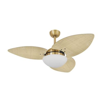 Ventilador De Teto Dourado 3 Pás Palmae Natural 127V 110V