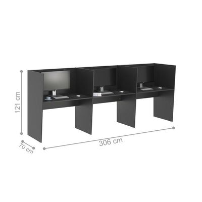 Guiche Office 3 Lugares Irlanda Preto Onix
