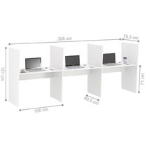 Mesa De Atendimento 3 Lugar Iron Branco