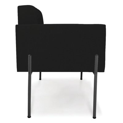 Poltrona Pé De Ferro Preto Para Sala Kit 2 Elisa Linho D03 - D'rossi Cor A79 Preto