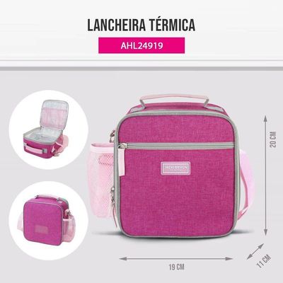 Bolsa Térmica Vibe Jacki Design Pink Cinza