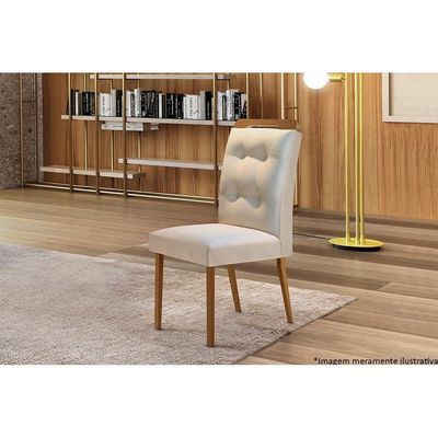 Cadeira Sala de Jantar Imperatriz Madeira Kit 4 Un Capuccino - Veludo Creme - Rufato