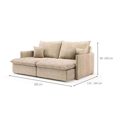 Sofá Retrátil Sem Caixa 3 lugares Solomons Velosuede Bege 180 cm