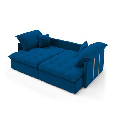 Sofá Retrátil Sem Caixa 2 lugares Solomons Velosuede Azul Marinho
