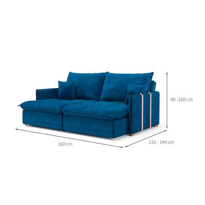 Sofá Retrátil Sem Caixa 2 lugares Solomons Velosuede Azul Marinho