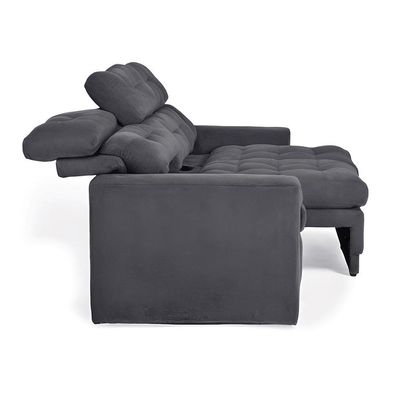 Sofá 3 Lugares Retrátil e Reclinável Baden Suede Grafite 230 cm