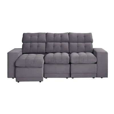 Sofá 3 Lugares Retrátil e Reclinável Baden Suede Grafite 230 cm