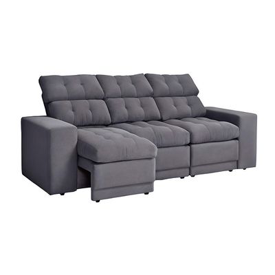 Sofá 3 Lugares Retrátil e Reclinável Baden Suede Grafite 230 cm
