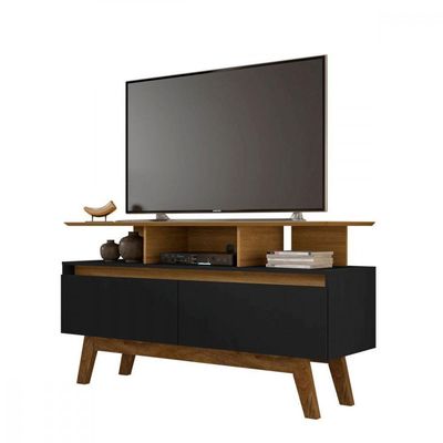 Rack Para Tv De Até 50" Cinamomo/preto Fosco Rubi Bechara