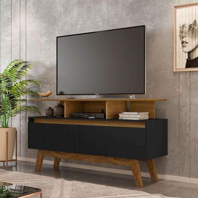 Rack Para Tv De Até 50" Cinamomo/preto Fosco Rubi Bechara