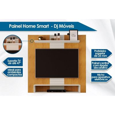Painel Home P-tv Até 47 Polegadas Smart C- Prateleira E Nichos 120x120cm Cedro-bali Dj Móveis