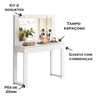 Penteadeira Camarim Rill 110 Cm Branco Mbl Branco