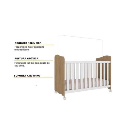 Berço Infantil Uli Branco - Peroba