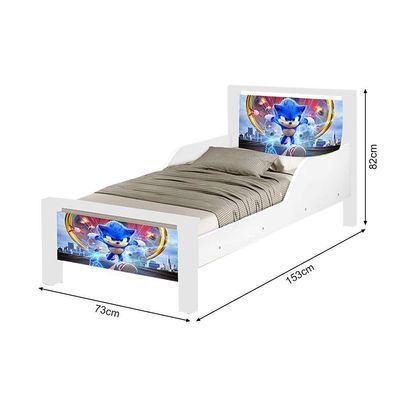 Mini Cama Infantil Sonic Adesivada Com Colchão Branco