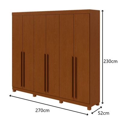 Guarda-roupas Casal Bertha 6 Portas 4 Gavetas Sem Espelho Com Pés Frassino.