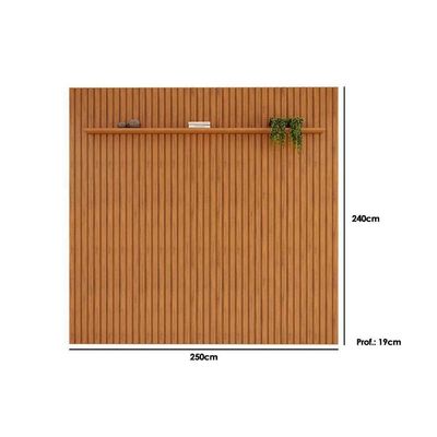Painel Home P-tv Até 85 Polegadas Pratic Ripado C- Prateleira 250x240cm Cedro Dj Móveis