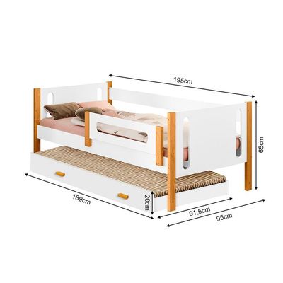 Cama De Solteiro Mirela Com Cama Auxiliar Branco/mel Com Branco