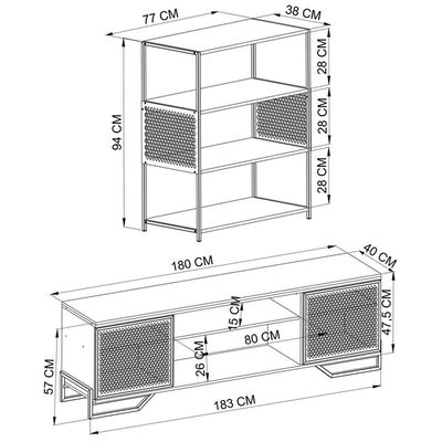 Rack 180 Cm 2 Pt Estante 77 Cm Industrial 27x24 Mell Preto Pp Mell Preto