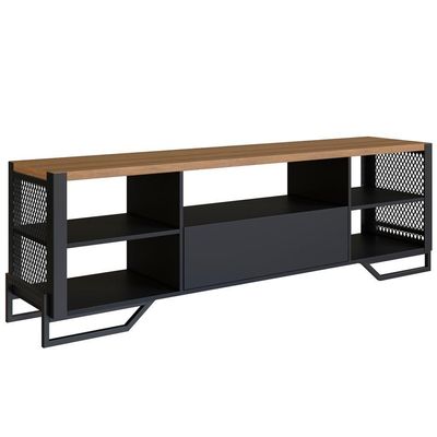 Rack Industrial 180 Cm Gaveta E Tela Em Metal Preto