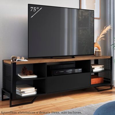Rack Industrial 180 Cm Gaveta E Tela Em Metal Preto