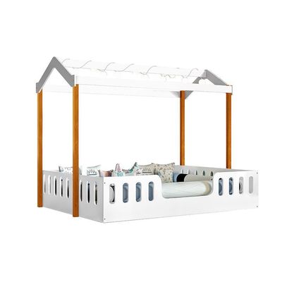Cama Infantil Montessoriana ágatha Casal Com Led E Colchão Branco/amêndoa Divaloto Branco