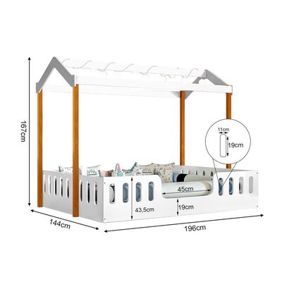 Cama Infantil Montessoriana ágatha Casal Com Led E Colchão Branco/amêndoa Divaloto Branco