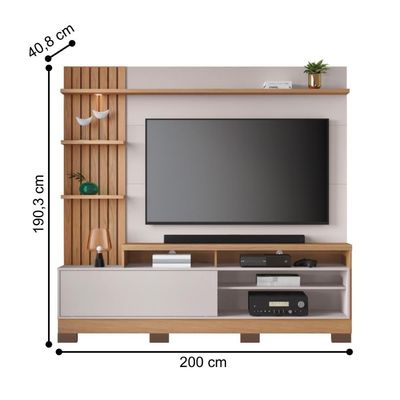 Home Frisado Tvs 65 E 8 Pés Lece Freijó Off White