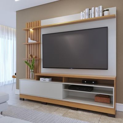Home Frisado Tvs 65 E 8 Pés Lece Freijó Off White