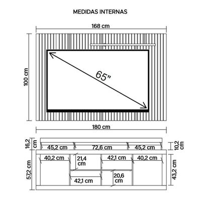 Rack Com Painel Tv Até 65 Polegadas Marrom Life Caemmun
