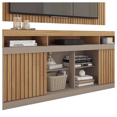 Rack Com Painel Tv Até 65 Polegadas Marrom Life Caemmun