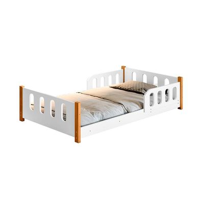 Cama De Criança Infantil Juvenil Camila Com Grade De Proteção- Branca - Branco