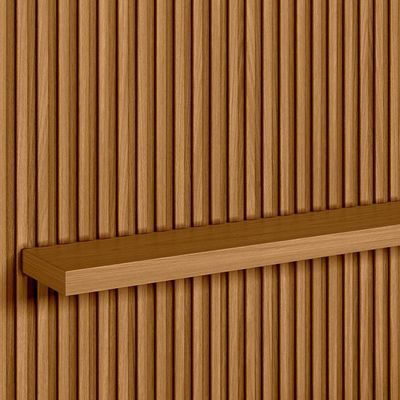 Painel Ripado Para Tv 75 Pol Slats E Bancada Lisa 180x250cm L05 Nature Off White - Lyam Decor