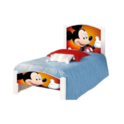 Cama Infantil Solteiro Adesivada Mickey Branco