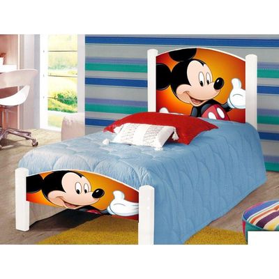Cama Infantil Solteiro Adesivada Mickey Branco