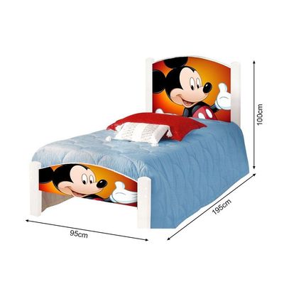 Cama Infantil Solteiro Adesivada Mickey Branco