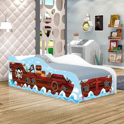 Cama Barco Pirata Kids Solteiro Com Colchão