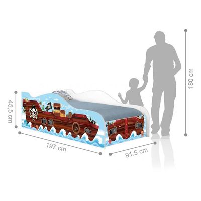 Cama Barco Pirata Kids Solteiro Com Colchão